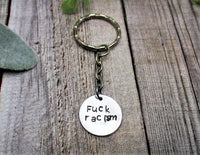 Fuck Racism Keychain Hand Stamped Gifts For Her / Him