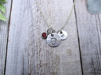 Coffee Cup Necklace W/ Birthstone Personalized Gifts Initial Coffee Lovers Necklace Birthstone Jewelry Coffee  Charm Necklace