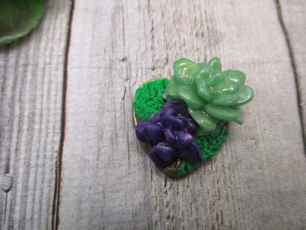 Succulent Moss Heart Garden Necklace Fairy Necklace Cottagecore Polymer Clay Necklace