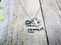 Helicopter Necklace Travellers Necklace W/ Birthstone Jewelry Personalized Gifts Initial Helicopter Jewelry Birthday Gifts For Her