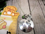 Mystical Necklace W/ Birthstone Hand Stamped Initial Hands Jewelry Personalized Gifts Gift Her Witch Necklace