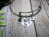 Dragon Charm Bracelet W/ Birthstone Bracelet Initial Dragon Bracelet Dragon Jewelry Gift for Her Birthday