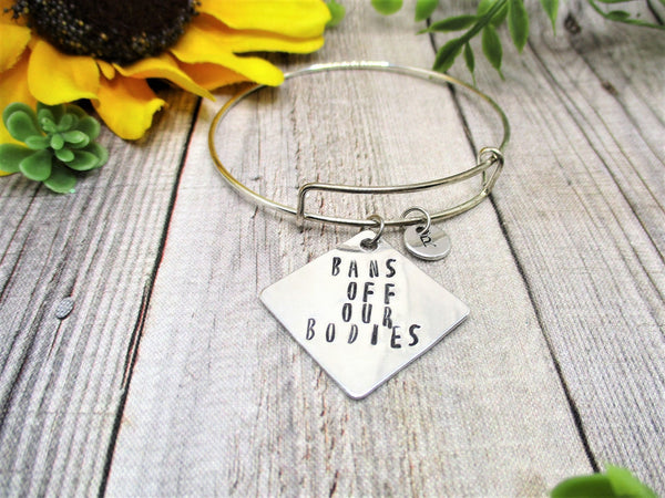 Bans Off Our Bodies Bracelet Initial Personalized Gifts Prochoice Jewelry Gifts for Her Best Friend Gifts