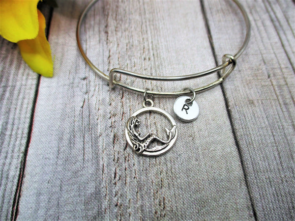 Mermaid Bracelet Hand Stamped Initial Bangle Bracelet Mermaid Jewelry  Personalized Gifts for Her Ocean Lovers Gift