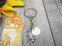 Gecko Keychain Personalized Initial Keychain Birthstone Lizard Keychain Gifts For Her /Him