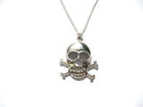 Skull Charm Necklace, Pirate Necklace, Skull and Crossbones Necklace, Pirate Jewelry, Jolly Roger Skull Jewelry, Pirate Gifts Under 20