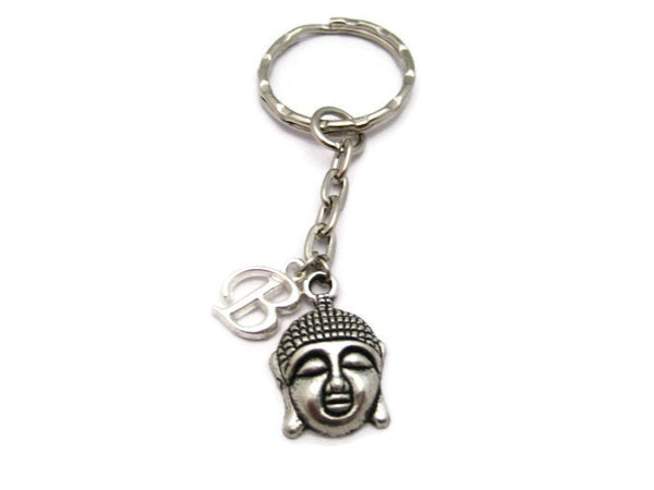 Buddha Keychain Initial Keychain Personalized Zen Keychain Customized Buddhist Keychain Letter  Buddha Keychain Zen Gifts For Her
