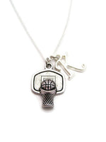Basketball Necklace, Personalized Basketball Hoop Necklace, Initial Necklace, Sports Jewelry, Basketball Jewelry Team Gift Custominzed