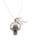 Basketball Necklace, Personalized Basketball Hoop Necklace, Initial Necklace, Sports Jewelry, Basketball Jewelry Team Gift Custominzed