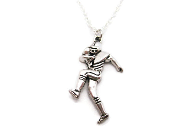 Football Player Necklace, Football Necklace, Silver Sports Necklace, Sports Jewelry, Football Jewelry, Team Gift Ideas Football Player Gift