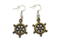 Ships Helm Earrings, Ship Wheel Earrings, Helm Jewelry, Nautical Jewelry